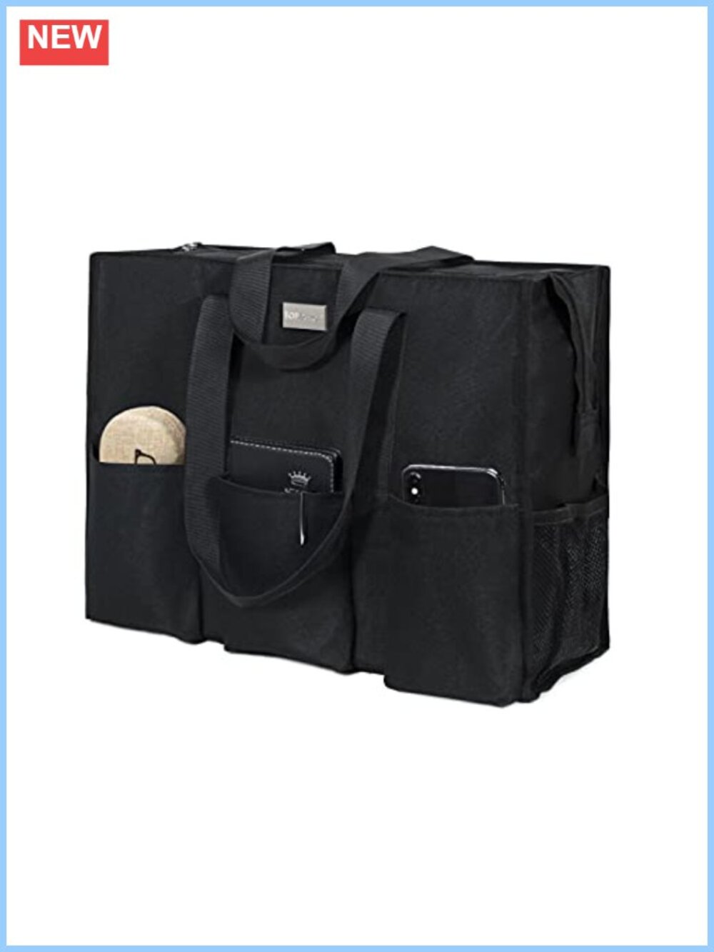 TOPDesign Water Resistant Tote Bag 13 Pockets Zipper Travel Work